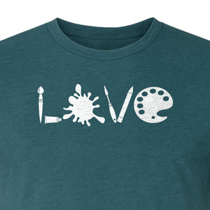 Artist T-Shirt, Love Palette and Paintbrush Graphic for Art Teachers and Painters