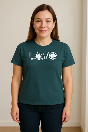 Artist T-Shirt, Love Palette and Paintbrush Graphic for Art Teachers and Painters