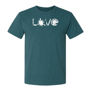 Artist T-Shirt, Love Palette and Paintbrush Graphic for Art Teachers and Painters