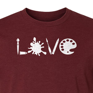 Artist T-Shirt, Love Palette and Paintbrush Graphic for Art Teachers and Painters
