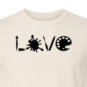 Artist T-Shirt, Love Palette and Paintbrush Graphic for Art Teachers and Painters