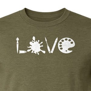 Artist T-Shirt, Love Palette and Paintbrush Graphic for Art Teachers and Painters