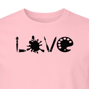 Artist T-Shirt, Love Palette and Paintbrush Graphic for Art Teachers and Painters