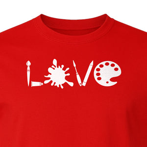 Artist T-Shirt, Love Palette and Paintbrush Graphic for Art Teachers and Painters