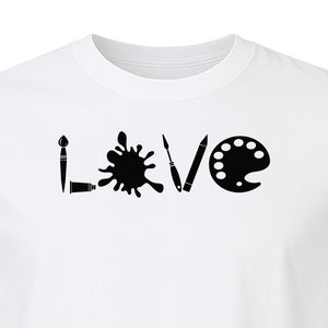 Artist T-Shirt, Love Palette and Paintbrush Graphic for Art Teachers and Painters