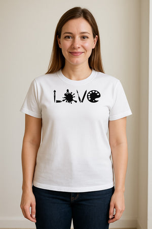 Artist T-Shirt, Love Palette and Paintbrush Graphic for Art Teachers and Painters