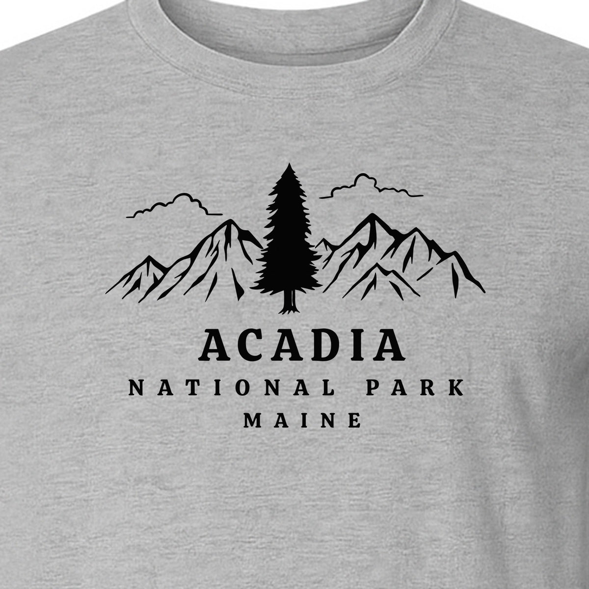 Acadia National Park T-Shirt, Mountain and Tree Graphic for Maine Hiking and Camping Trips