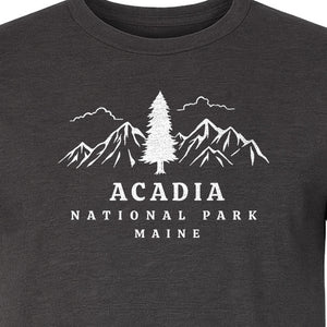 Acadia National Park T-Shirt, Mountain and Tree Graphic for Maine Hiking and Camping Trips