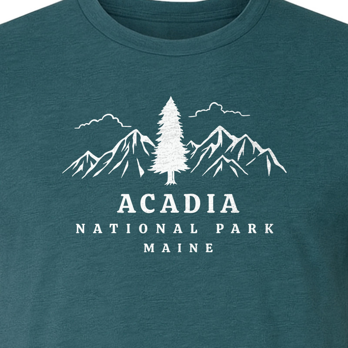 Acadia National Park T-Shirt, Mountain and Tree Graphic for Maine Hiking and Camping Trips