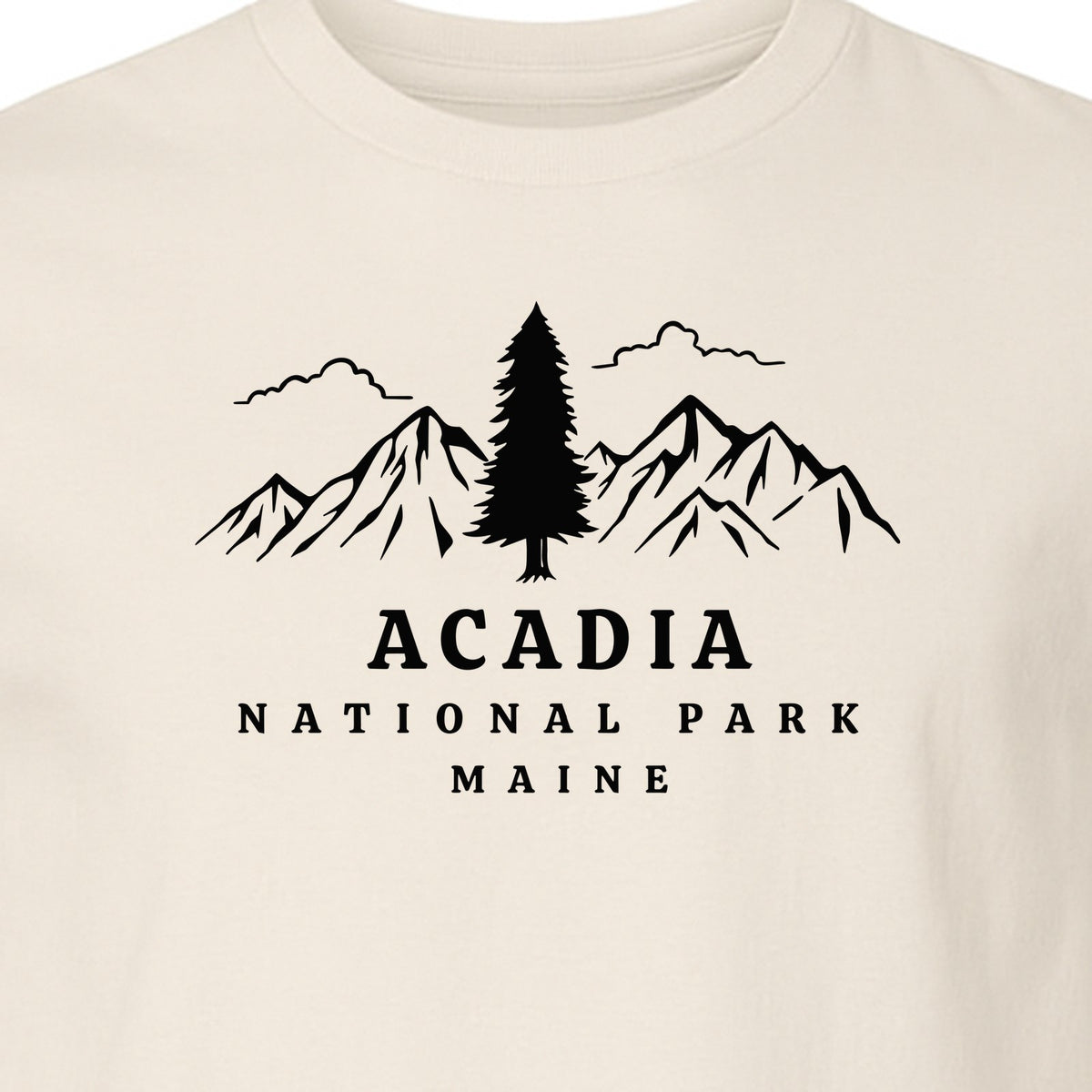 Acadia National Park T-Shirt, Mountain and Tree Graphic for Maine Hiking and Camping Trips