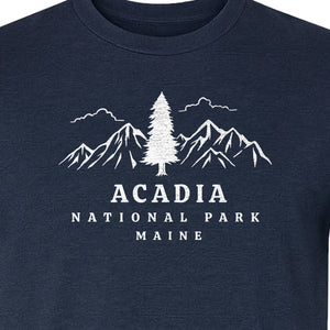 Acadia National Park T-Shirt, Mountain and Tree Graphic for Maine Hiking and Camping Trips