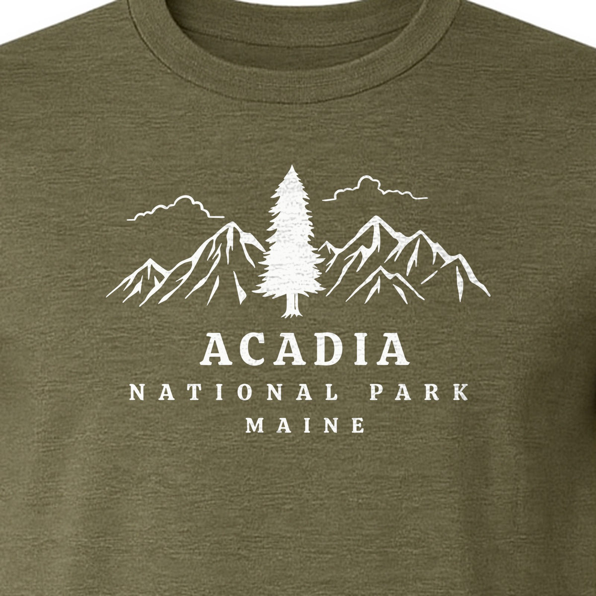 Acadia National Park T-Shirt, Mountain and Tree Graphic for Maine Hiking and Camping Trips