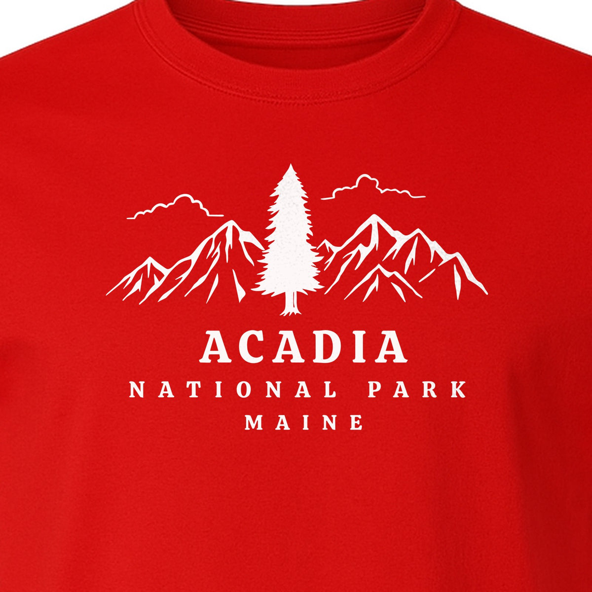 Acadia National Park T-Shirt, Mountain and Tree Graphic for Maine Hiking and Camping Trips
