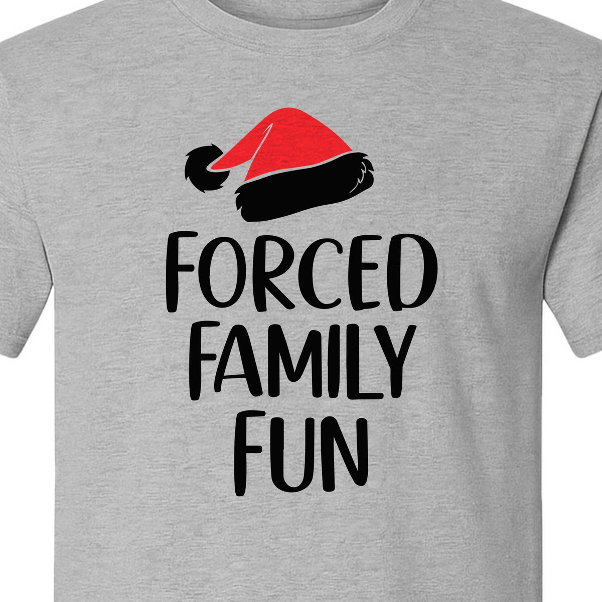 Forced Family Fun Christmas T-Shirt, Santa Hat Graphic for Holiday Gatherings