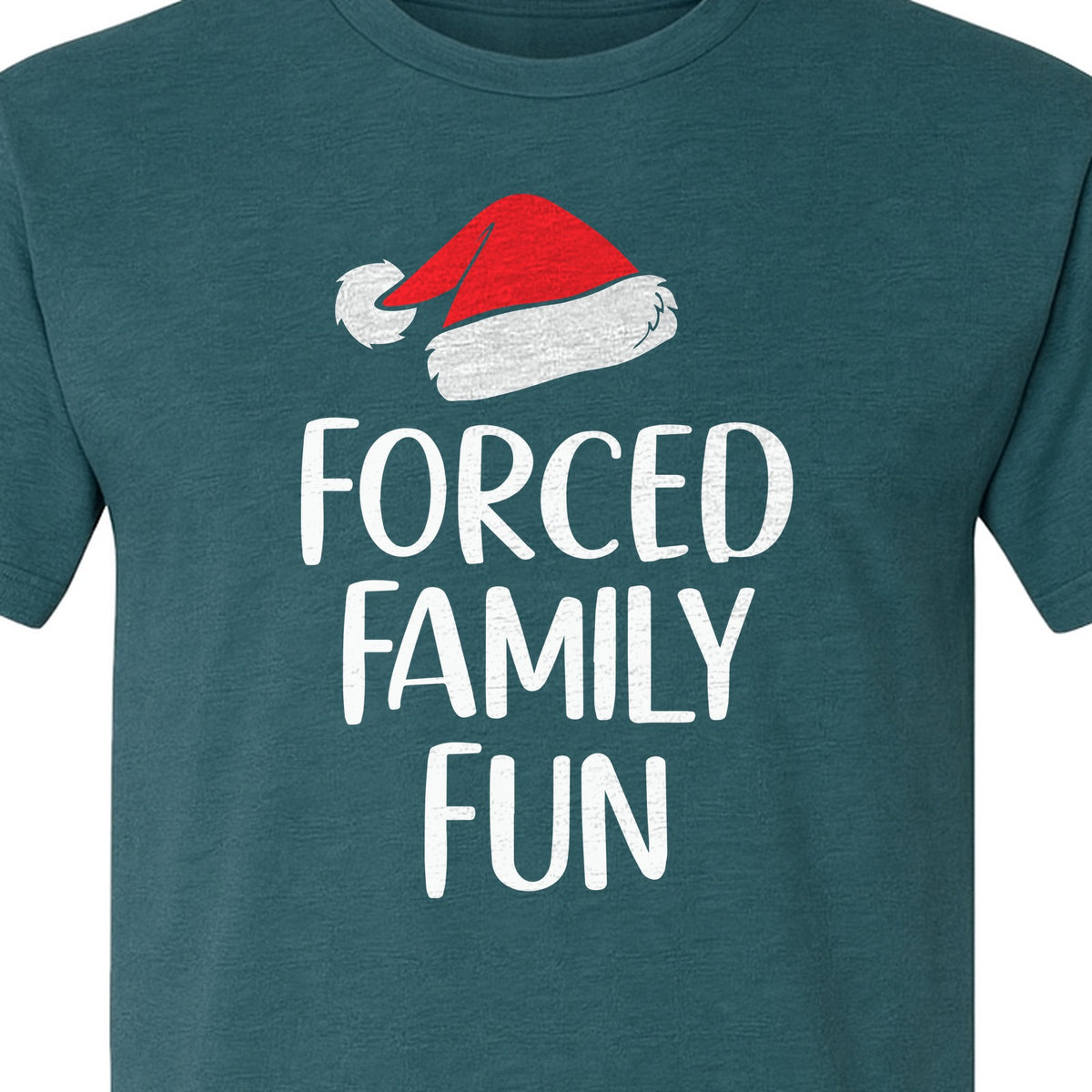 Forced Family Fun Christmas T-Shirt, Santa Hat Graphic for Holiday Gatherings