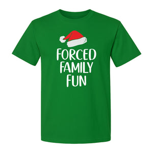 Forced Family Fun Christmas T-Shirt, Santa Hat Graphic for Holiday Gatherings