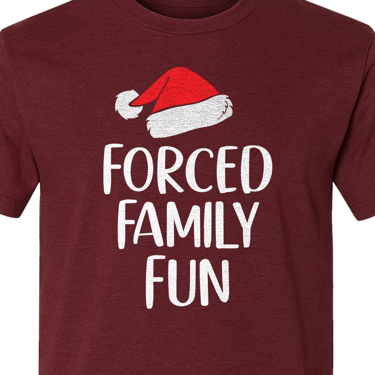 Forced Family Fun Christmas T-Shirt, Santa Hat Graphic for Holiday Gatherings