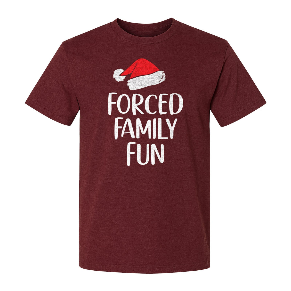 Forced Family Fun Christmas T-Shirt, Santa Hat Graphic for Holiday Gatherings