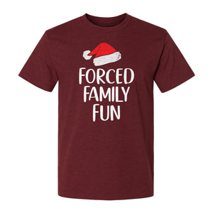Forced Family Fun Christmas T-Shirt, Santa Hat Graphic for Holiday Gatherings