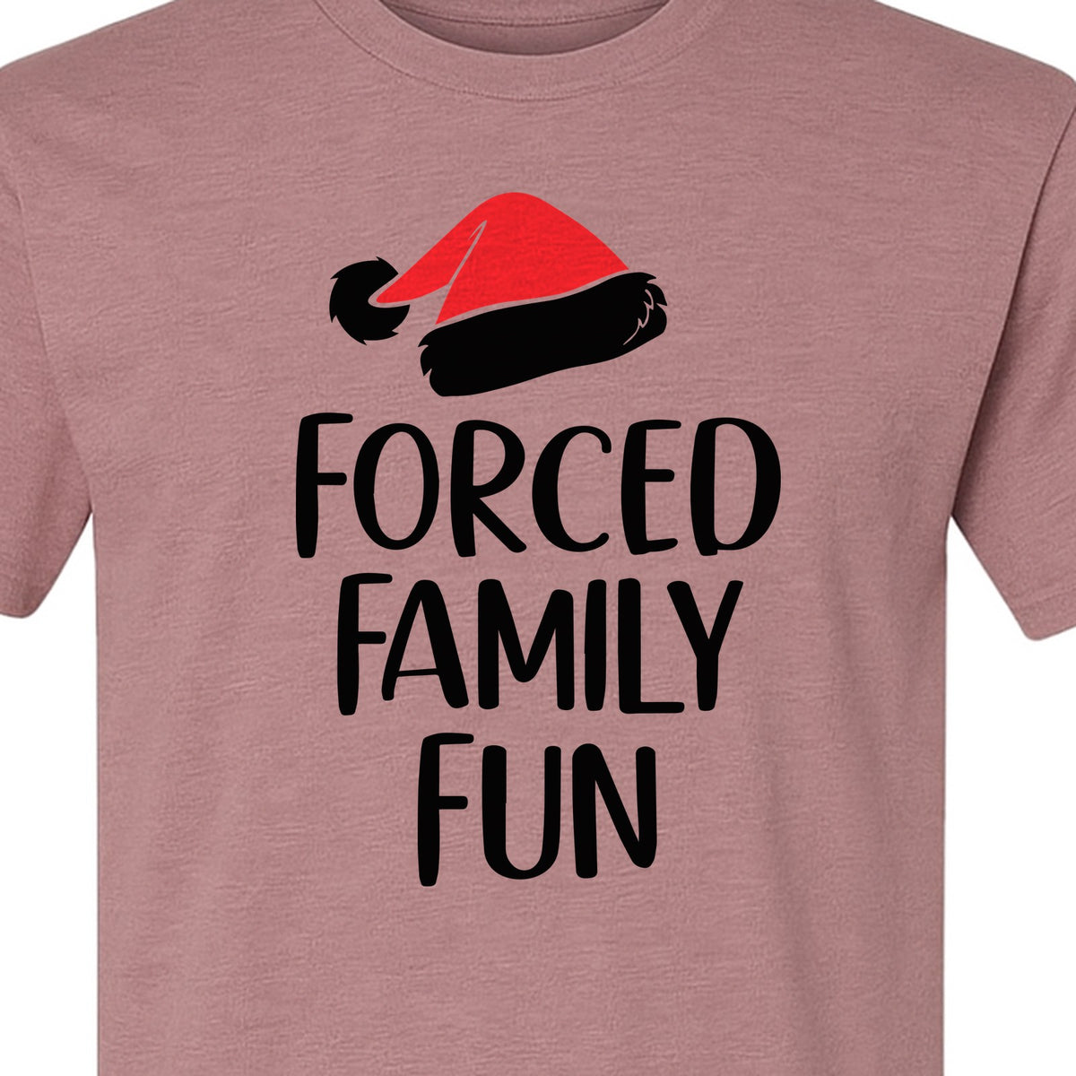 Forced Family Fun Christmas T-Shirt, Santa Hat Graphic for Holiday Gatherings