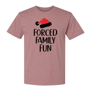 Forced Family Fun Christmas T-Shirt, Santa Hat Graphic for Holiday Gatherings