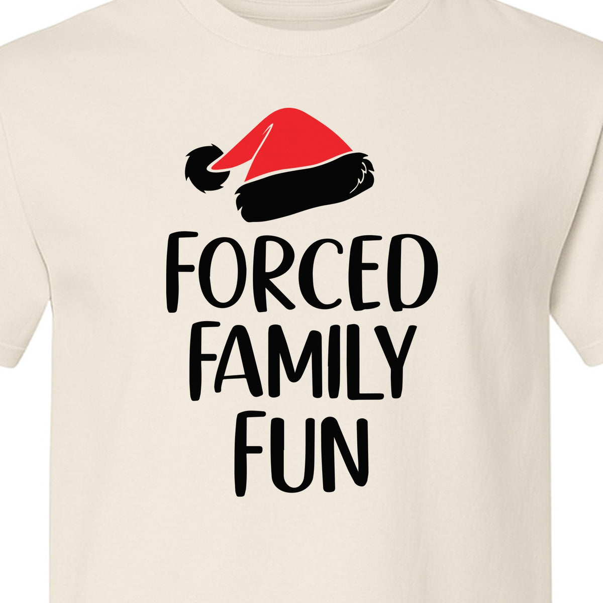 Forced Family Fun Christmas T-Shirt, Santa Hat Graphic for Holiday Gatherings