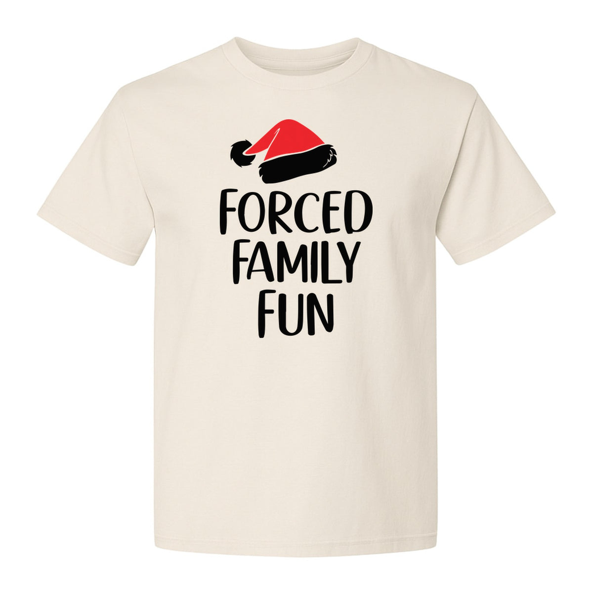Forced Family Fun Christmas T-Shirt, Santa Hat Graphic for Holiday Gatherings