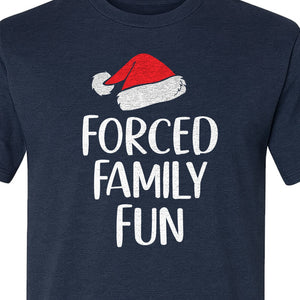 Forced Family Fun Christmas T-Shirt, Santa Hat Graphic for Holiday Gatherings