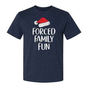 Forced Family Fun Christmas T-Shirt, Santa Hat Graphic for Holiday Gatherings