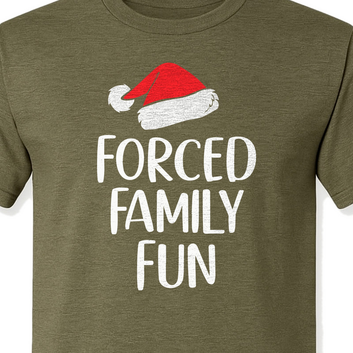 Forced Family Fun Christmas T-Shirt, Santa Hat Graphic for Holiday Gatherings