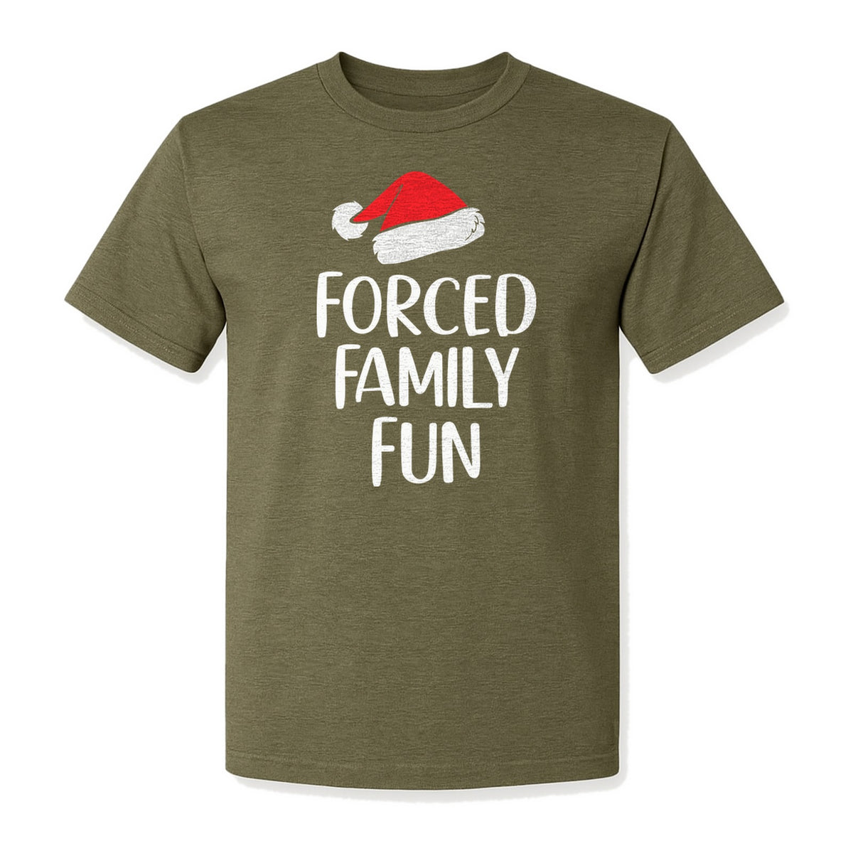 Forced Family Fun Christmas T-Shirt, Santa Hat Graphic for Holiday Gatherings