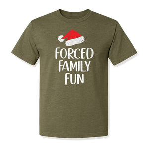 Forced Family Fun Christmas T-Shirt, Santa Hat Graphic for Holiday Gatherings