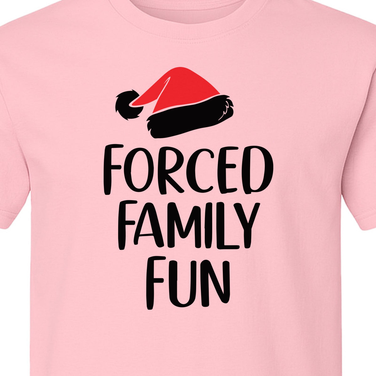Forced Family Fun Christmas T-Shirt, Santa Hat Graphic for Holiday Gatherings