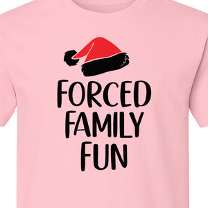 Forced Family Fun Christmas T-Shirt, Santa Hat Graphic for Holiday Gatherings