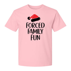 Forced Family Fun Christmas T-Shirt, Santa Hat Graphic for Holiday Gatherings