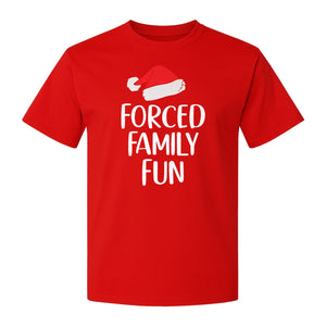 Forced Family Fun Christmas T-Shirt, Santa Hat Graphic for Holiday Gatherings