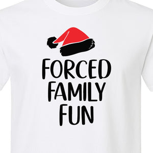 Forced Family Fun Christmas T-Shirt, Santa Hat Graphic for Holiday Gatherings