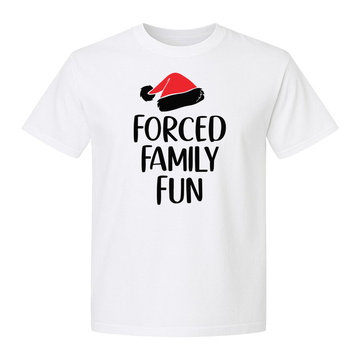 Forced Family Fun Christmas T-Shirt, Santa Hat Graphic for Holiday Gatherings