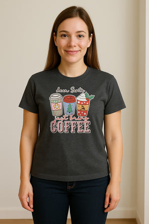 Dear Santa Just Bring Coffee T-Shirt, Christmas Holiday Graphic for Caffeine Lovers