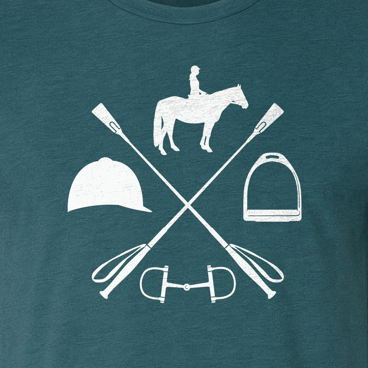 Equestrian T-Shirt, Crossed Riding Crop Horse and Tack Graphic for Horseback Riders