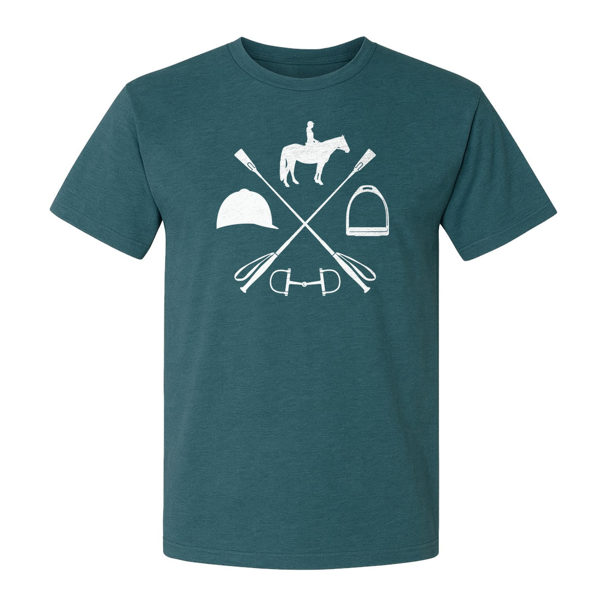 Equestrian T-Shirt, Crossed Riding Crop Horse and Tack Graphic for Horseback Riders