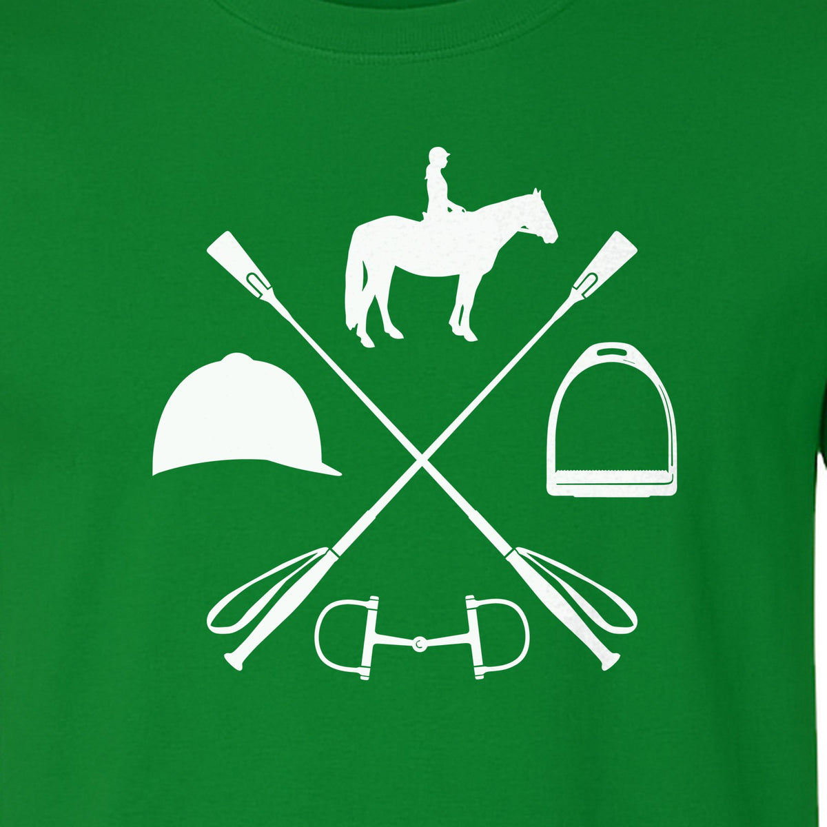 Equestrian T-Shirt, Crossed Riding Crop Horse and Tack Graphic for Horseback Riders