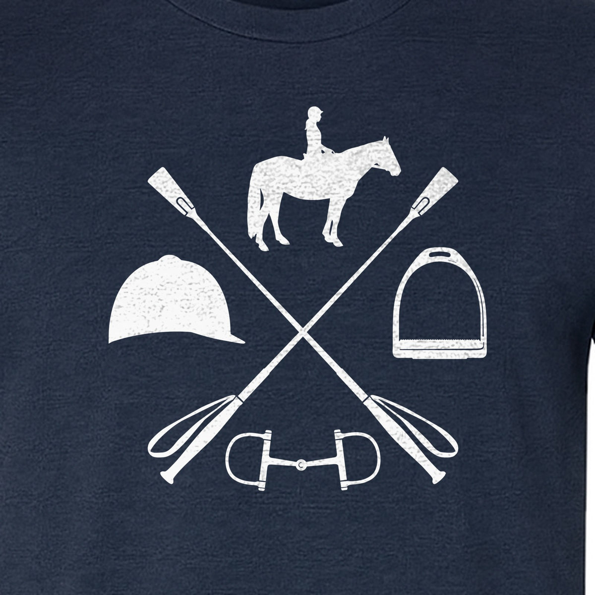Equestrian T-Shirt, Crossed Riding Crop Horse and Tack Graphic for Horseback Riders