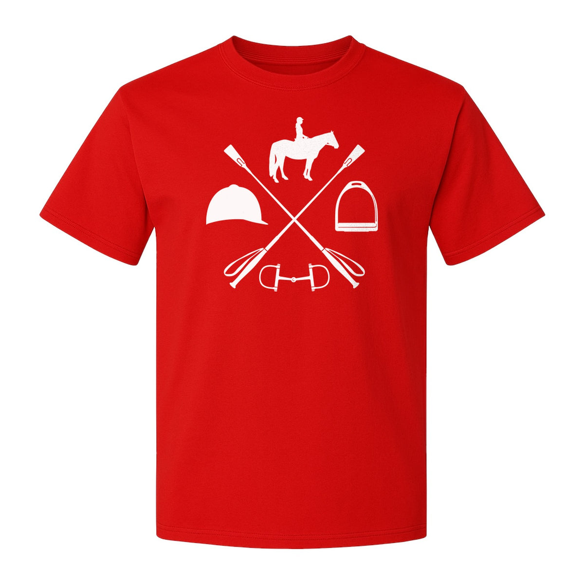 Equestrian T-Shirt, Crossed Riding Crop Horse and Tack Graphic for Horseback Riders