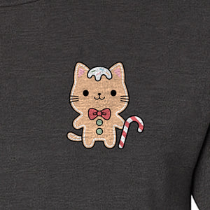 Gingerbread Cat T-Shirt, Kawaii Kitty Holiday Small Left Chest Graphic for Christmas Parties