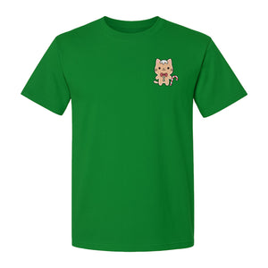 Gingerbread Cat T-Shirt, Kawaii Kitty Holiday Small Left Chest Graphic for Christmas Parties