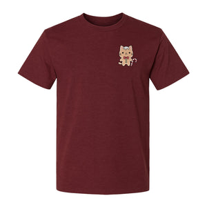 Gingerbread Cat T-Shirt, Kawaii Kitty Holiday Small Left Chest Graphic for Christmas Parties