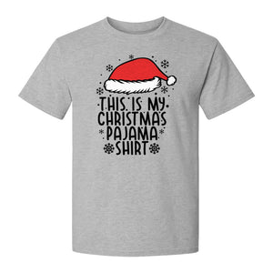 Christmas Pajama T-Shirt with Santa Hat and Snowflakes for Matching Family Sleepwear and Holiday Parties