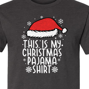 Christmas Pajama T-Shirt with Santa Hat and Snowflakes for Matching Family Sleepwear and Holiday Parties