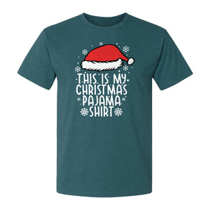 Christmas Pajama T-Shirt with Santa Hat and Snowflakes for Matching Family Sleepwear and Holiday Parties